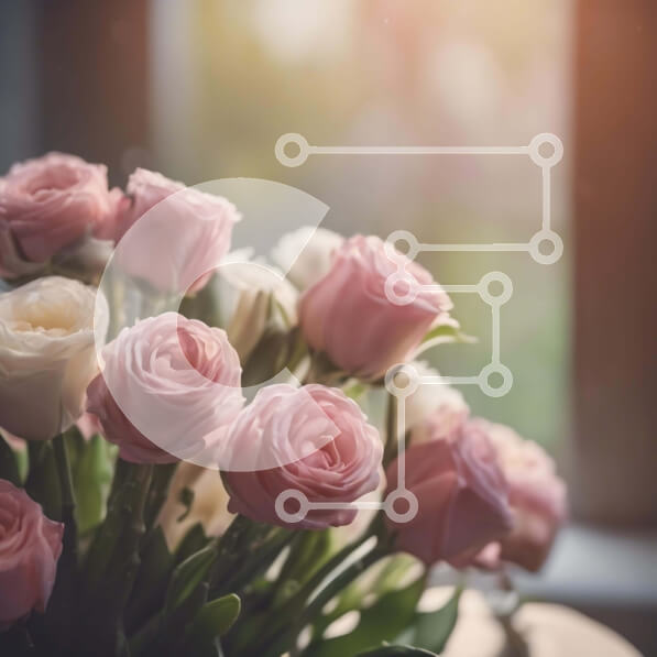 Intra Συλλεκτικό Ξύλινο Παζλ Plywood  4mm - Φρέσκα ροζ και λευκά τριαντάφυλλα σε βάζο Σε Ξύλινο Κουτί - Διαστάσεις: 10x10 cm – 25 κομμάτια