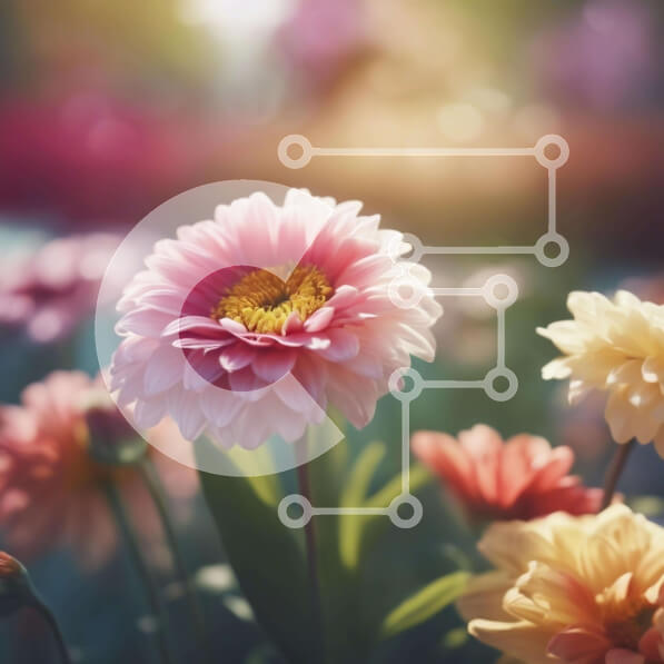 Intra Συλλεκτικό Ξύλινο Παζλ Plywood  4mm - Πολύχρωμα λουλούδια σε ένα ηλιόλουστο χωράφι Σε Ξύλινο Κουτί - Διαστάσεις: 10x10 cm – 25 κομμάτια