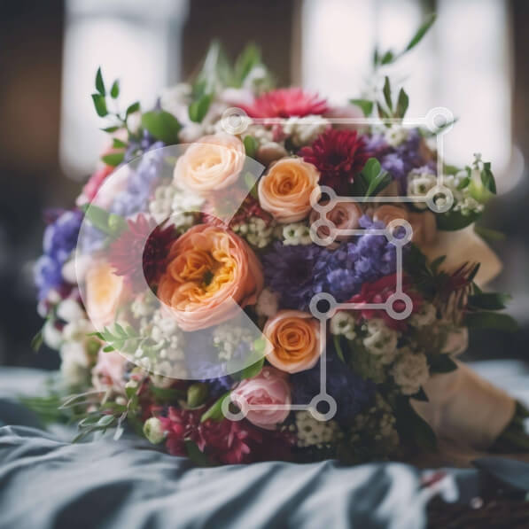 Intra Συλλεκτικό Ξύλινο Παζλ Plywood  4mm - Πολύχρωμο μπουκέτο λουλούδια σε κομψό τραπεζομάντιλο Σε Ξύλινο Κουτί - Διαστάσεις: 10x10 cm – 25 κομμάτια