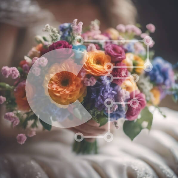 Σετ των 2 Intra Συλλεκτικό Ξύλινο Παζλ Plywood  4mm - Νύφη που κρατά πολύχρωμη γαμήλια ανθοδέσμη Σε Ξύλινο Κουτί - Διαστάσεις: 10x10 cm – 25 κομμάτια