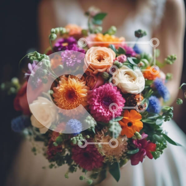 Intra Συλλεκτικό Ξύλινο Παζλ Plywood  4mm - Νύφη που κρατά ένα πολύχρωμο μπουκέτο λουλουδιών Σε Ξύλινο Κουτί - Διαστάσεις: 10x10 cm – 25 κομμάτια