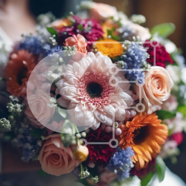 Σετ των 2 Intra Συλλεκτικό Ξύλινο Παζλ Plywood  4mm - Ζωντανό μπουκέτο λουλουδιών που κρατά η νύφη Σε Ξύλινο Κουτί - Διαστάσεις: 10x10 cm – 25 κομμάτια