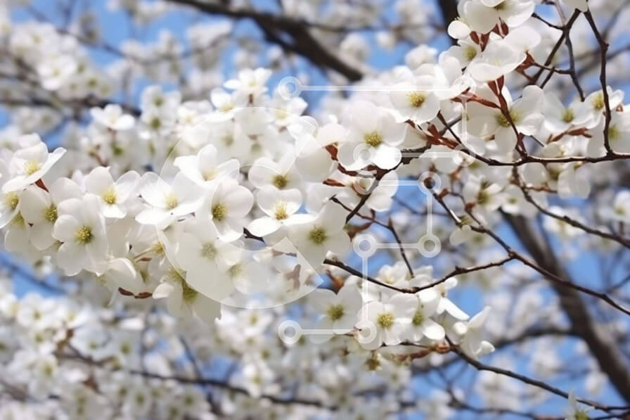 Intra Συλλεκτικό Ξύλινο Παζλ Plywood  4mm - Λευκό Dogwood δέντρο με ανθισμένα λουλούδια Σε Ξύλινο Κουτί - Διαστάσεις: 10x10 cm – 25 κομμάτια