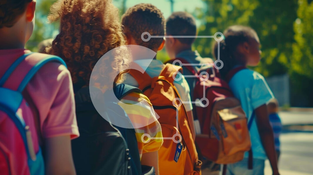 Intra Συλλεκτικό Ξύλινο Παζλ Plywood  4mm - Ομάδα παιδιών με πολύχρωμα σακίδια Σε Ξύλινο Κουτί - Διαστάσεις Puzzle: 10x10 cm – 25 κομμάτια