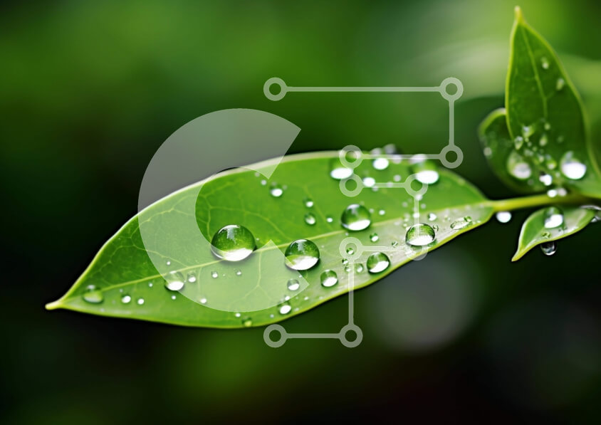 Intra Συλλεκτικό Ξύλινο Παζλ Plywood  4mm - Φρέσκο ​​πράσινο φύλλο με σταγονίδια νερού Σε Ξύλινο Κουτί - Διαστάσεις: 10x10 cm – 25 κομμάτια