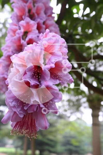 Σετ των 2 Intra Συλλεκτικό Ξύλινο Παζλ Plywood  4mm - Ροζ λουλούδια που κρέμονται κοντά σε σταθμευμένα αυτοκίνητα Σε Ξύλινο Κουτί - Διαστάσεις: 10x10 cm – 25 κομμάτια