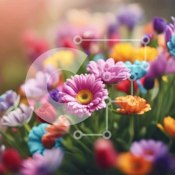 Intra Συλλεκτικό Ξύλινο Παζλ Plywood  4mm - Πολύχρωμο μπουκέτο με μαργαρίτες, τουλίπες και ασφόδελους Σε Ξύλινο Κουτί - Διαστάσεις: 10x10 cm – 25 κομμάτια