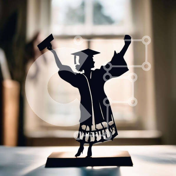 Intra Συλλεκτικό Ξύλινο Παζλ Plywood  4mm - Σιλουέτα ενός πτυχιούχου με δίπλωμα Σε Ξύλινο Κουτί - Διαστάσεις Puzzle: 10x10 cm – 25 κομμάτια