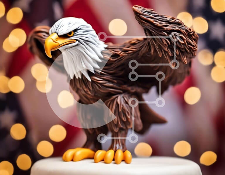 Intra Συλλεκτικό Ξύλινο Παζλ Plywood  4mm - American Eagle Cake Topper με φόντο σημαία Σε Ξύλινο Κουτί - Διαστάσεις: 10x10 cm – 25 κομμάτια