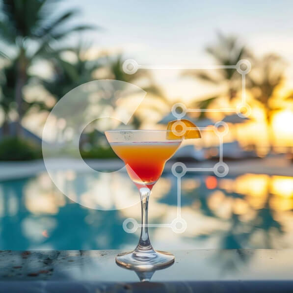 Intra Συλλεκτικό Ξύλινο Παζλ Plywood  4mm - Martini Glass by the Poolside at Sunset Σε Ξύλινο Κουτί - Διαστάσεις Puzzle: 10x10 cm – 25 κομμάτια