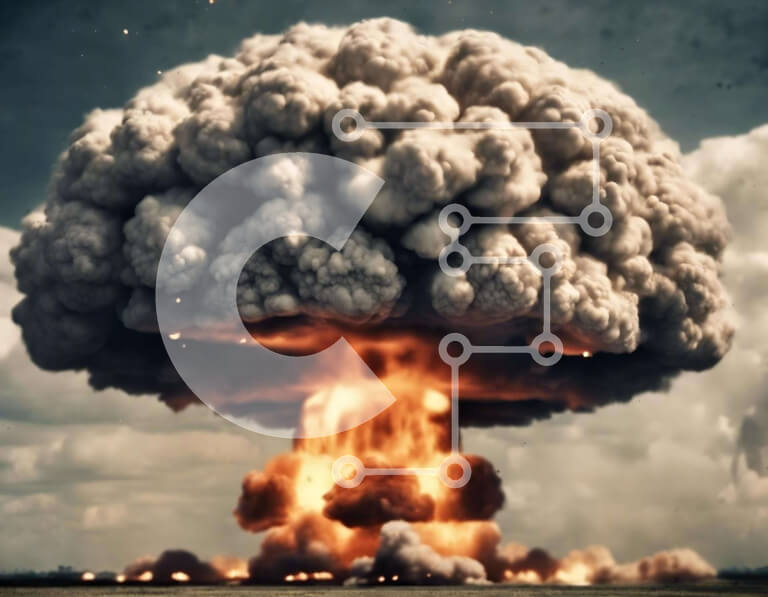 Intra Συλλεκτικό Ξύλινο Παζλ Plywood  4mm - Πυρηνική έκρηξη σε ανοιχτό πεδίο Σε Ξύλινο Κουτί - Διαστάσεις Puzzle: 10x10 cm – 25 κομμάτια