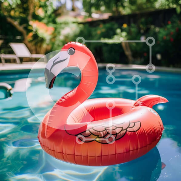 Intra Συλλεκτικό Ξύλινο Παζλ Plywood  4mm - Φουσκωτό Flamingo σε πισίνα Σε Ξύλινο Κουτί - Διαστάσεις Puzzle: 10x10 cm – 25 κομμάτια