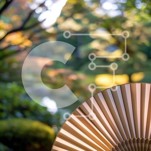 Intra Συλλεκτικό Ξύλινο Παζλ Plywood  4mm - Βεντάλια εμπνευσμένη από την Ασία σε φυσικό περιβάλλον Σε Ξύλινο Κουτί - Διαστάσεις Puzzle: 10x10 cm – 25 κομμάτια