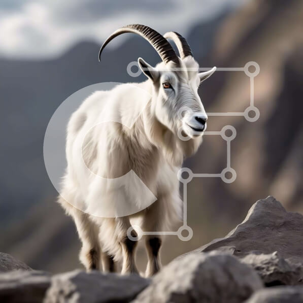 Intra Συλλεκτικό Ξύλινο Παζλ Plywood  4mm - Λευκή κατσίκα στο βραχώδες έδαφος Σε Ξύλινο Κουτί - Διαστάσεις: 10x10 cm – 25 κομμάτια