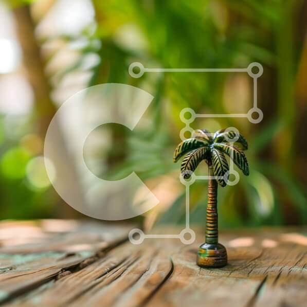 Intra Συλλεκτικό Ξύλινο Παζλ Plywood  4mm - Ήσυχη σκηνή με φοίνικες Σε Ξύλινο Κουτί - Διαστάσεις: 10x10 cm – 25 κομμάτια