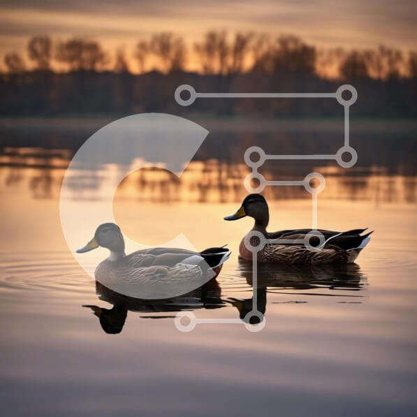 Intra Συλλεκτικό Ξύλινο Παζλ Plywood  4mm - Πάπιες που κολυμπούν στο ηλιοβασίλεμα Σε Ξύλινο Κουτί - Διαστάσεις: 10x10 cm – 25 κομμάτια