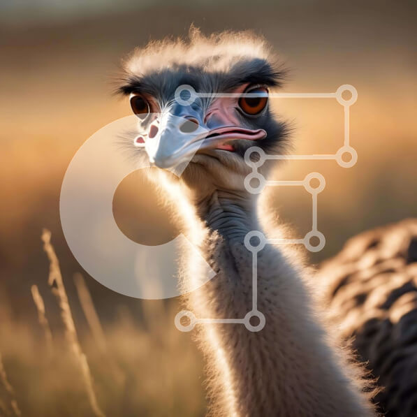 Intra Συλλεκτικό Ξύλινο Παζλ Plywood  4mm - Κοντινό πλάνο της στρουθοκαμήλου που στέκεται στο γρασίδι Σε Ξύλινο Κουτί - Διαστάσεις: 10x10 cm – 25 κομμάτια