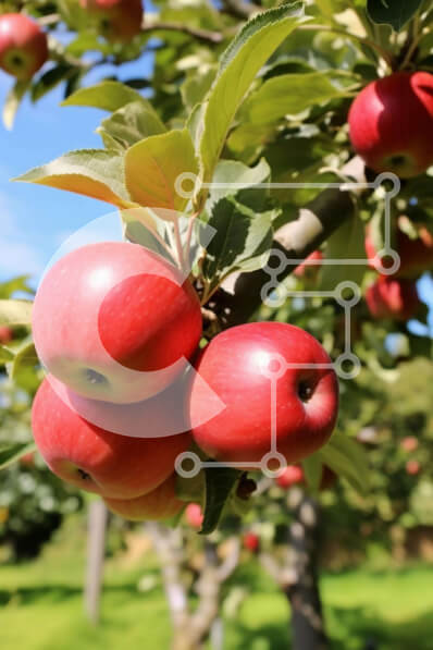 Σετ των 2 Intra Συλλεκτικό Ξύλινο Παζλ Plywood  4mm - Κόκκινα μήλα που μεγαλώνουν σε ένα δέντρο σε έναν οπωρώνα Σε Ξύλινο Κουτί - Διαστάσεις: 10x10 cm – 25 κομμάτια