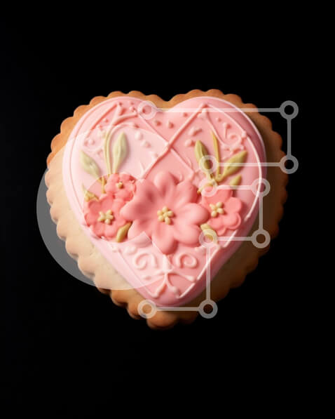 Intra Συλλεκτικό Ξύλινο Παζλ Plywood  4mm - Μπισκότο σε σχήμα καρδιάς με ροζ πάγωμα και λουλούδια Σε Ξύλινο Κουτί - Διαστάσεις Puzzle: 10x10 cm – 25 κομμάτια