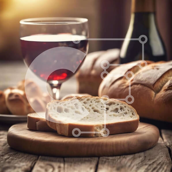 Σετ των 2 Intra Συλλεκτικό Ξύλινο Παζλ Plywood  4mm - Ζεστό σκηνικό κρασιού και ψωμιού με φρέσκα φρούτα Σε Ξύλινο Κουτί - Διαστάσεις: 10x10 cm – 25 κομμάτια