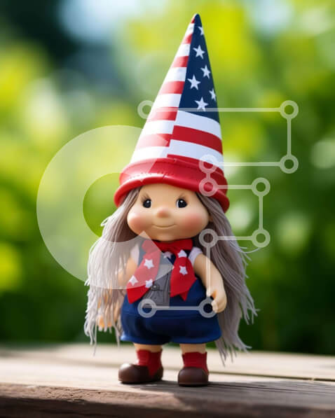 Intra Συλλεκτικό Ξύλινο Παζλ Plywood  4mm - Κούκλα παιχνιδιών σε πατριωτικά αμερικανικά χρώματα για τον εορτασμό της 4ης Ιουλίου Σε Ξύλινο Κουτί - Διαστάσεις Puzzle: 10x10 cm – 25 κομμάτια