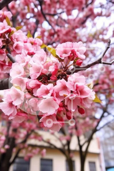 Σετ των 2 Intra Συλλεκτικό Ξύλινο Παζλ Plywood  4mm - Ανθισμένο δέντρο με ροζ άνθη Σε Ξύλινο Κουτί - Διαστάσεις: 10x10 cm – 25 κομμάτια