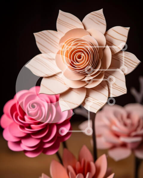 Intra Συλλεκτικό Ξύλινο Παζλ Plywood  4mm - Μπουκέτο λουλουδιών από χαρτί Σε Ξύλινο Κουτί - Διαστάσεις Puzzle: 10x10 cm – 25 κομμάτια