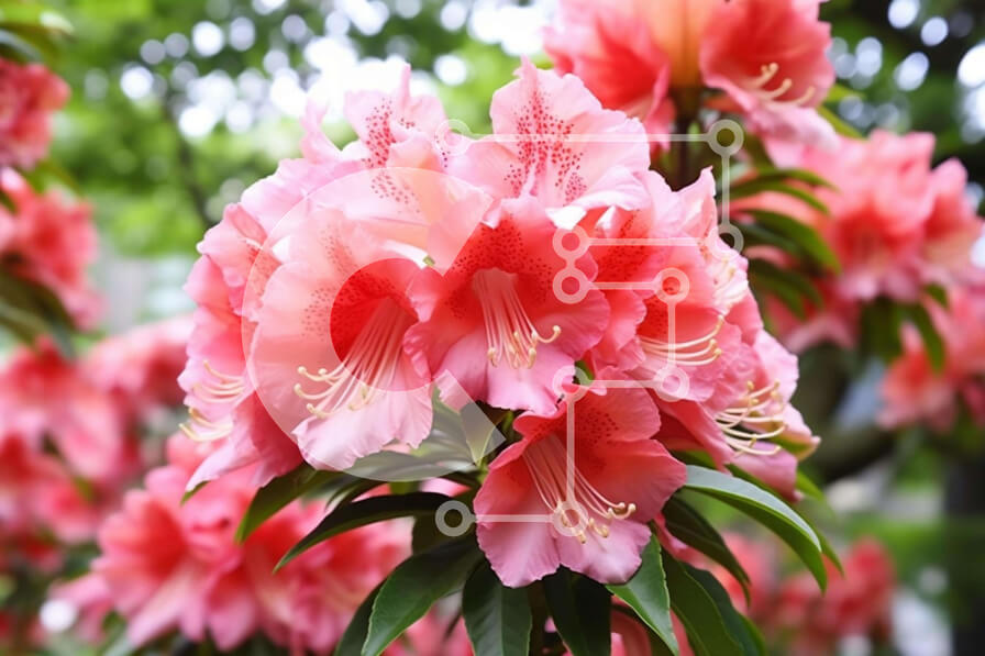 Intra Συλλεκτικό Ξύλινο Παζλ Plywood  4mm - Ροζ λουλούδια ροδόδεντρου που ανθίζουν Σε Ξύλινο Κουτί - Διαστάσεις: 10x10 cm – 25 κομμάτια