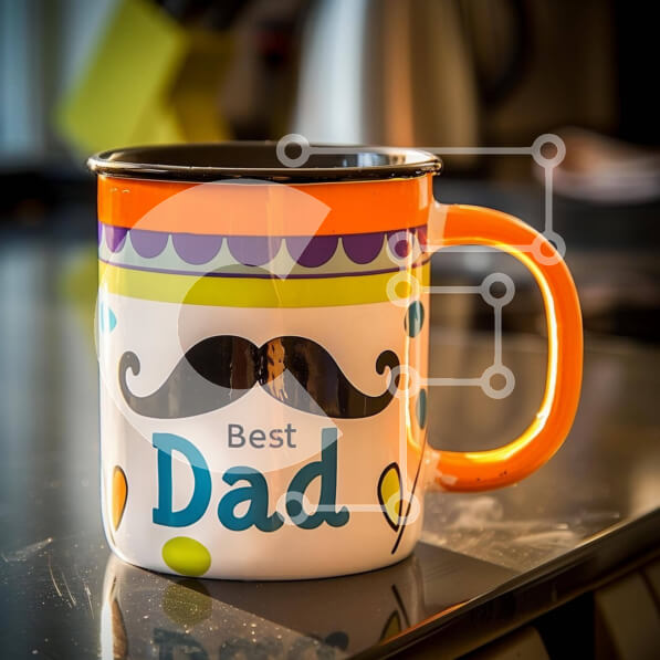 Intra Συλλεκτικό Ξύλινο Παζλ Plywood  4mm - Καλύτερη κούπα καφέ Dad με πολύχρωμα μπαλόνια Σε Ξύλινο Κουτί - Διαστάσεις Puzzle: 10x10 cm – 25 κομμάτια