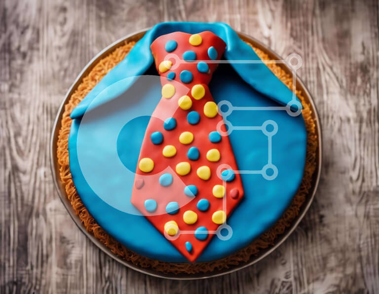 Σετ των 2 Intra Συλλεκτικό Ξύλινο Παζλ Plywood  4mm - Πολύχρωμο κέικ σε σχήμα γραβάτας σε ξύλινο τραπέζι Σε Ξύλινο Κουτί - Διαστάσεις: 10x10 cm – 25 κομμάτια