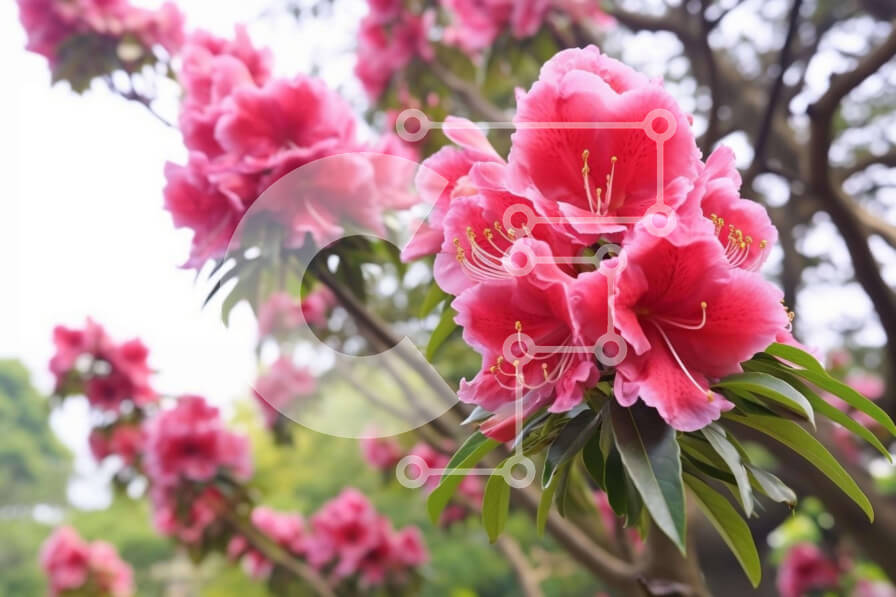 Intra Συλλεκτικό Ξύλινο Παζλ Plywood  4mm - Συστάδα ροζ λουλουδιών σε κλαδιά δέντρων Σε Ξύλινο Κουτί - Διαστάσεις: 10x10 cm – 25 κομμάτια