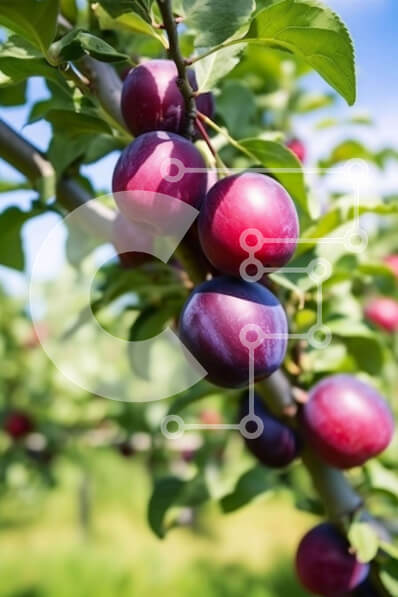 Σετ των 2 Intra Συλλεκτικό Ξύλινο Παζλ Plywood  4mm - Δαμασκηνιά με ώριμα κόκκινα φρούτα Σε Ξύλινο Κουτί - Διαστάσεις: 10x10 cm – 25 κομμάτια