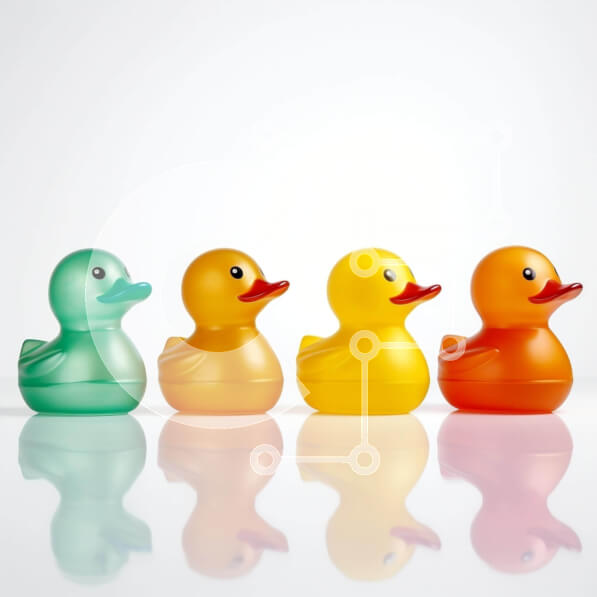 Intra Συλλεκτικό Ξύλινο Παζλ Plywood  4mm - Πολύχρωμες λαστιχένιες πάπιες σε μια σειρά Σε Ξύλινο Κουτί - Διαστάσεις: 10x10 cm – 25 κομμάτια