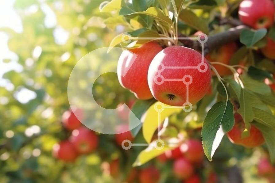 Intra Συλλεκτικό Ξύλινο Παζλ Plywood  4mm - Δέντρο με κόκκινα μήλα στον οπωρώνα Σε Ξύλινο Κουτί - Διαστάσεις: 10x10 cm – 25 κομμάτια