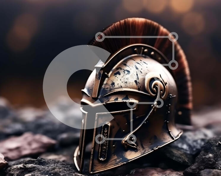 Intra Συλλεκτικό Ξύλινο Παζλ Plywood  4mm - Παλαιό σπαρτιατικό κράνος στους βράχους Σε Ξύλινο Κουτί - Διαστάσεις: 10x10 cm – 25 κομμάτια