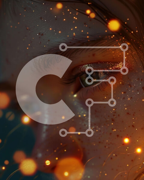 Intra Συλλεκτικό Ξύλινο Παζλ Plywood  4mm - Γυναικείο πορτρέτο με λαμπερά φώτα Σε Ξύλινο Κουτί - Διαστάσεις Puzzle: 10x10 cm – 25 κομμάτια