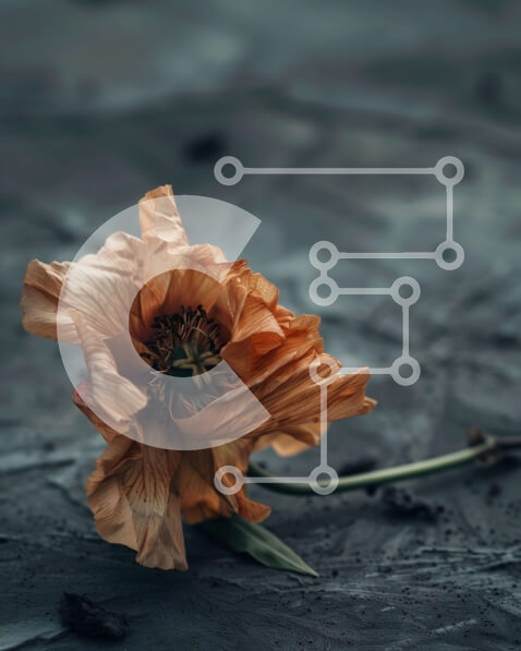 Intra Συλλεκτικό Ξύλινο Παζλ Plywood  4mm - Πορτοκαλί λουλούδι σε σκοτεινή επιφάνεια Σε Ξύλινο Κουτί - Διαστάσεις: 10x10 cm – 25 κομμάτια