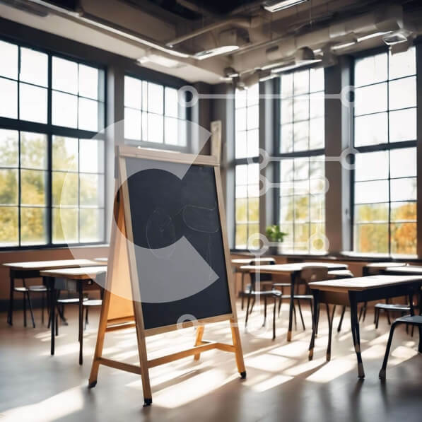 Intra Συλλεκτικό Ξύλινο Παζλ Plywood  4mm - Άδεια τάξη με πίνακα κιμωλίας Σε Ξύλινο Κουτί - Διαστάσεις Puzzle: 10x10 cm – 25 κομμάτια