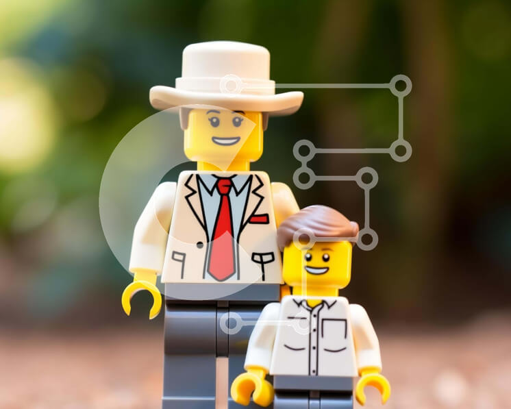 Intra Συλλεκτικό Ξύλινο Παζλ Plywood  4mm - Φιγούρες Lego που στέκονται μαζί Σε Ξύλινο Κουτί - Διαστάσεις: 10x10 cm – 25 κομμάτια