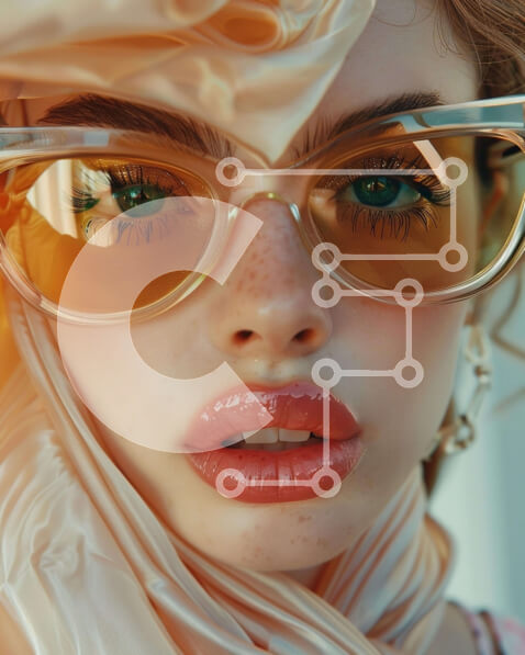 Intra Συλλεκτικό Ξύλινο Παζλ Plywood  4mm - Κομψή γυναίκα με γυαλιά ηλίου με κόκκινο κραγιόν Σε Ξύλινο Κουτί - Διαστάσεις Puzzle: 10x10 cm – 25 κομμάτια