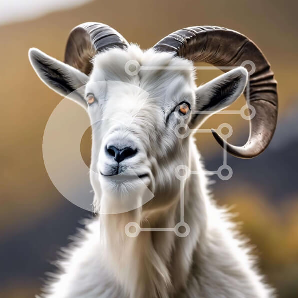 Intra Συλλεκτικό Ξύλινο Παζλ Plywood  4mm - Μεγαλοπρεπής Λευκή Κατσίκα με μεγάλα κέρατα Σε Ξύλινο Κουτί - Διαστάσεις: 10x10 cm – 25 κομμάτια