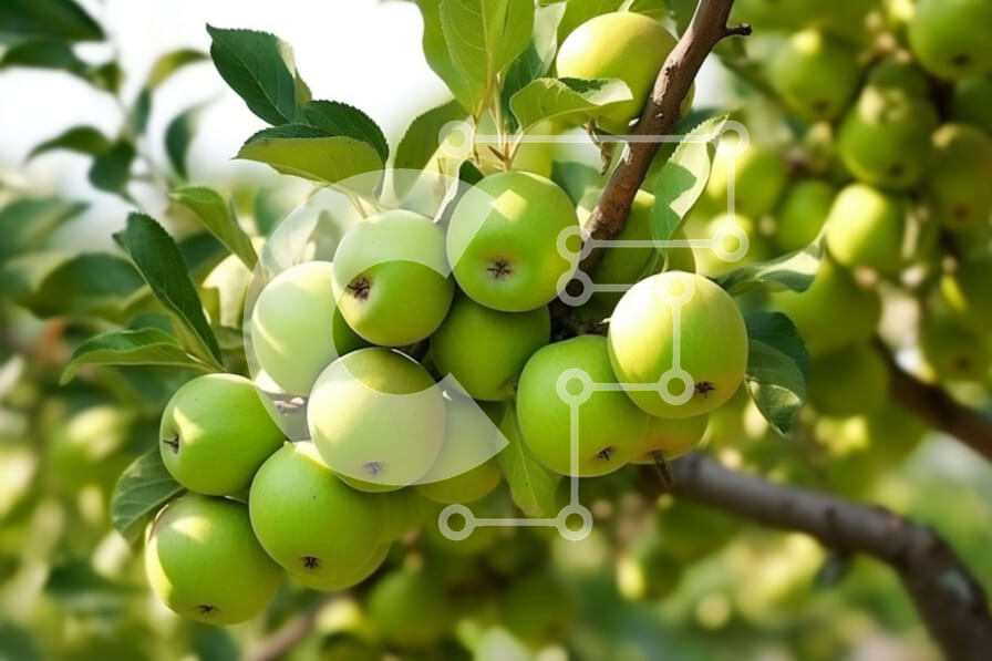 Intra Συλλεκτικό Ξύλινο Παζλ Plywood  4mm - Δέντρο με πολλά πράσινα μήλα Σε Ξύλινο Κουτί - Διαστάσεις: 10x10 cm – 25 κομμάτια