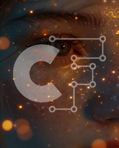 Intra Συλλεκτικό Ξύλινο Παζλ Plywood  4mm - Γυναικείο πρόσωπο με λαμπερά αστέρια Σε Ξύλινο Κουτί - Διαστάσεις Puzzle: 10x10 cm – 25 κομμάτια