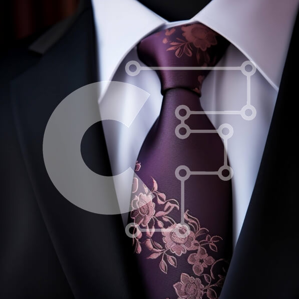 Σετ των 2 Intra Συλλεκτικό Ξύλινο Παζλ Plywood  4mm - Κομψά προσαρμοσμένο κοστούμι με μωβ φλοράλ γραβάτα Σε Ξύλινο Κουτί - Διαστάσεις: 10x10 cm – 25 κομμάτια