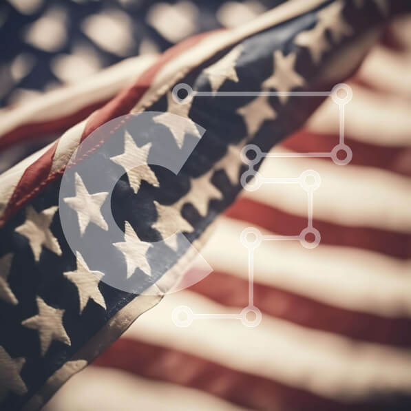 Intra Συλλεκτικό Ξύλινο Παζλ Plywood  4mm - Φόντο αμερικανικής σημαίας με αστέρια και ρίγες Σε Ξύλινο Κουτί - Διαστάσεις Puzzle: 10x10 cm – 25 κομμάτια