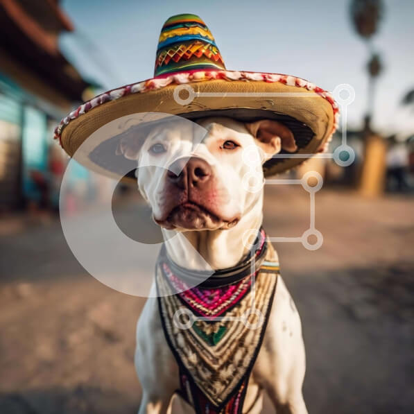 Intra Συλλεκτικό Ξύλινο Παζλ Plywood  4mm - Λευκό σκυλί με μεξικάνικο καπέλο σομπρέρο Σε Ξύλινο Κουτί - Διαστάσεις: 10x10 cm – 25 κομμάτια