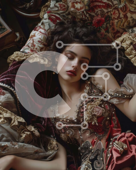 Intra Συλλεκτικό Ξύλινο Παζλ Plywood  4mm - Κομψή γυναίκα με περίτεχνο φόρεμα που στηρίζεται στον καναπέ Σε Ξύλινο Κουτί - Διαστάσεις Puzzle: 10x10 cm – 25 κομμάτια