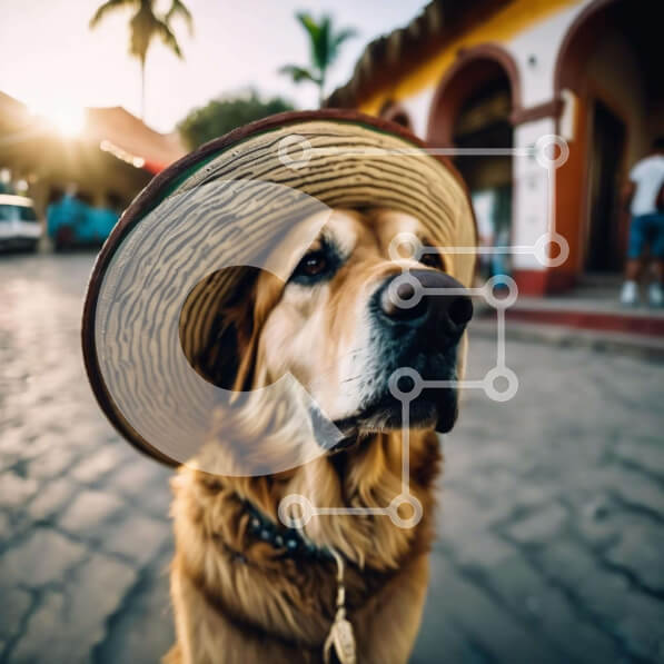 Intra Συλλεκτικό Ξύλινο Παζλ Plywood  4mm - Αστείος σκύλος με καπέλο Sombrero Σε Ξύλινο Κουτί - Διαστάσεις: 10x10 cm – 25 κομμάτια