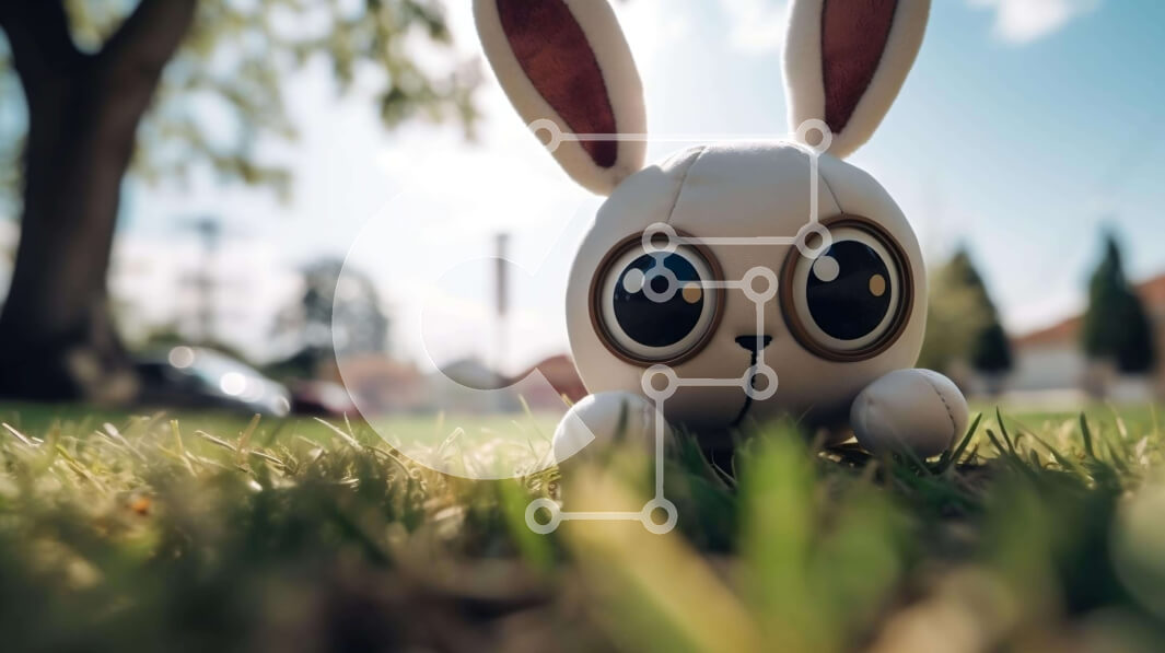 Σετ των 2 Intra Συλλεκτικό Ξύλινο Παζλ Plywood  4mm - Λευκό παιχνίδι λαγουδάκι στο γρασίδι με αυτοκίνητα στο φόντο Σε Ξύλινο Κουτί - Διαστάσεις: 10x10 cm – 25 κομμάτια