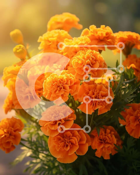 Σετ των 2 Intra Συλλεκτικό Ξύλινο Παζλ Plywood  4mm - Μπουκέτο με πορτοκαλί λουλούδια που ανθίζουν στο φως του ήλιου Σε Ξύλινο Κουτί - Διαστάσεις: 10x10 cm – 25 κομμάτια